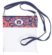Auburn Tigers Clear Sling Bag with Printed Purse Strap in Navy and Ora