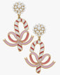 Candy Cane Drop Pearl and Enamel Earrings