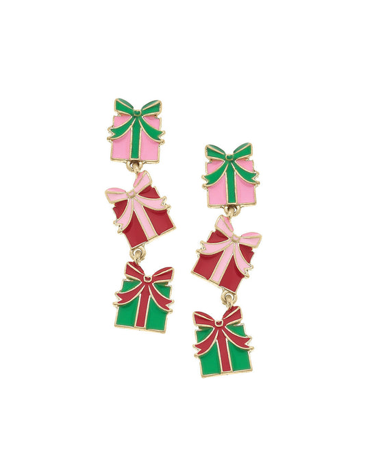 Christmas Presents Enamel Earrings