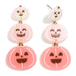 Halloween Pink Jack o Lantern Drop Earrings